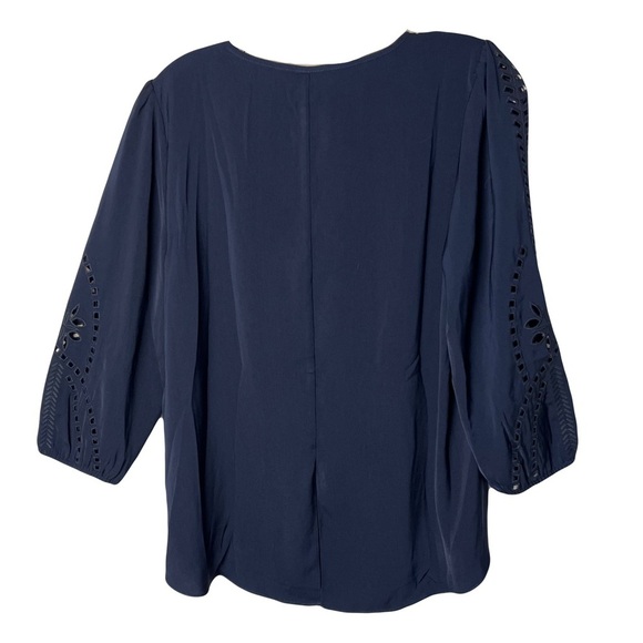 Market & Spruce | New Navy Blue Hersten Embroidery Eyelet Top, Medium - Picture 3 of 9